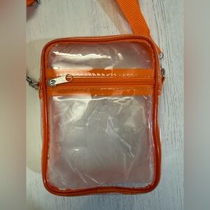 Clear transparent Orange Crossbody stadium Bag NWT